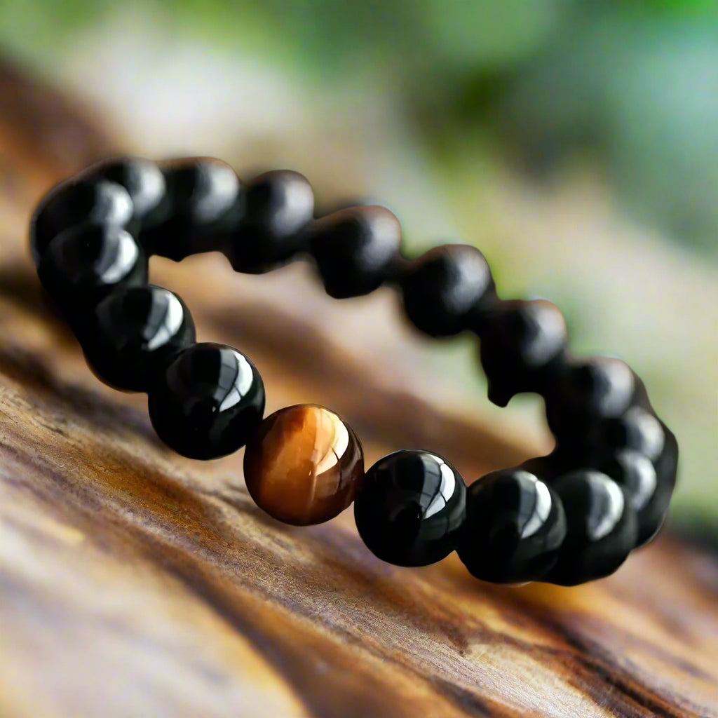 Crystal Black Tourmaline & Tiger Eye Bracelet โ Pack of 2