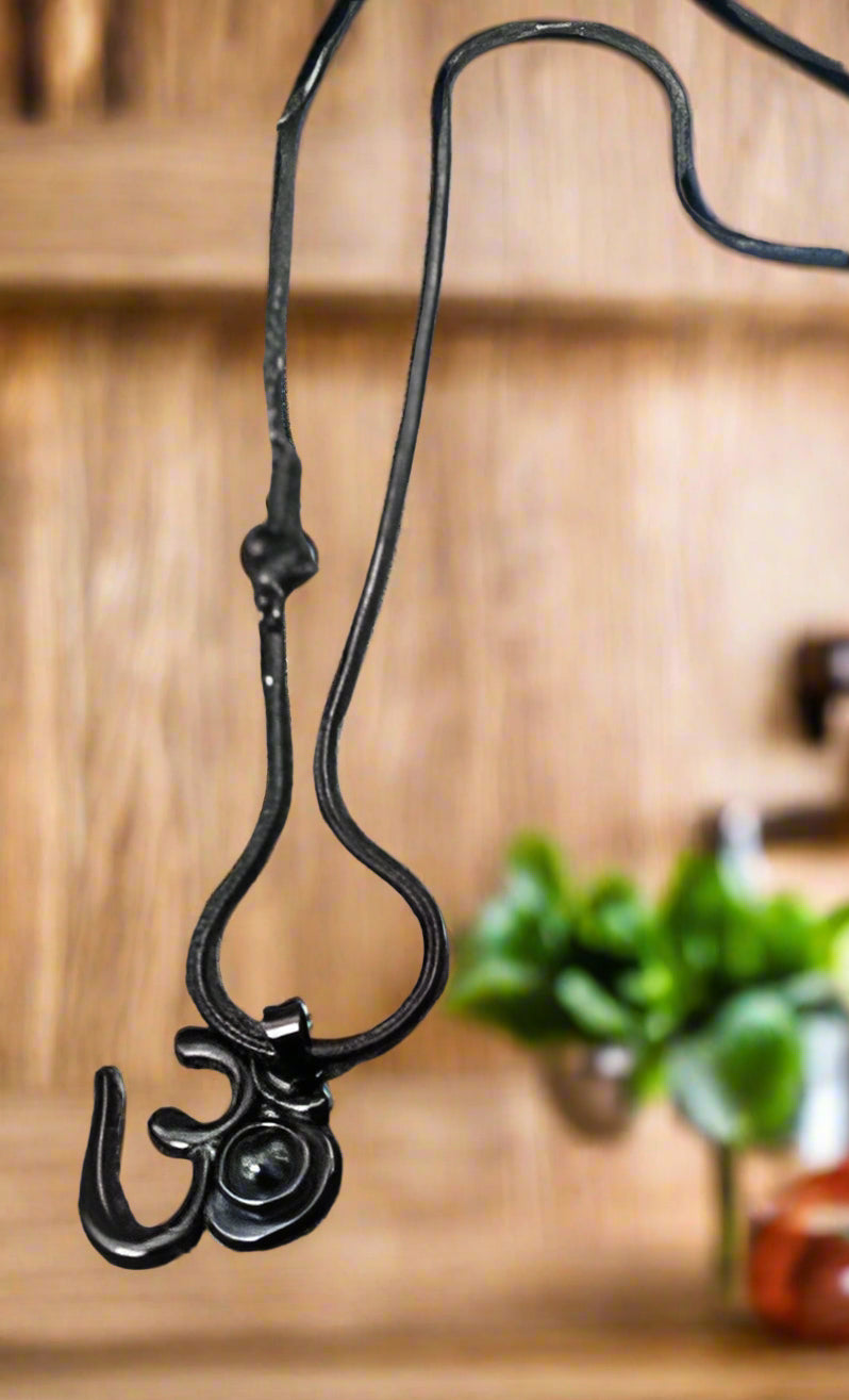 OM Pendant with Adiyogi – Black Stainless Steel (Pack of 1)