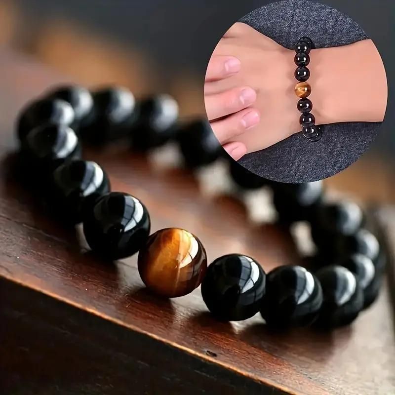 Crystal Black Tourmaline & Tiger Eye Bracelet โ Pack of 2