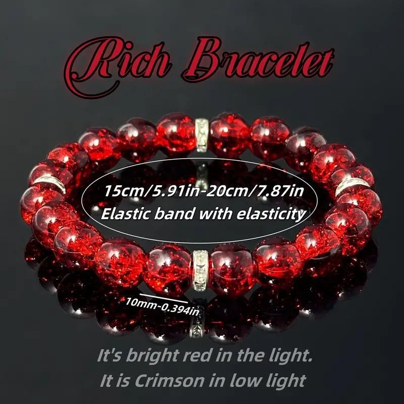A Piece of Wealth & Abundance โ Red Crystal Stretch Bracelet (Unisex, Pack of 2)