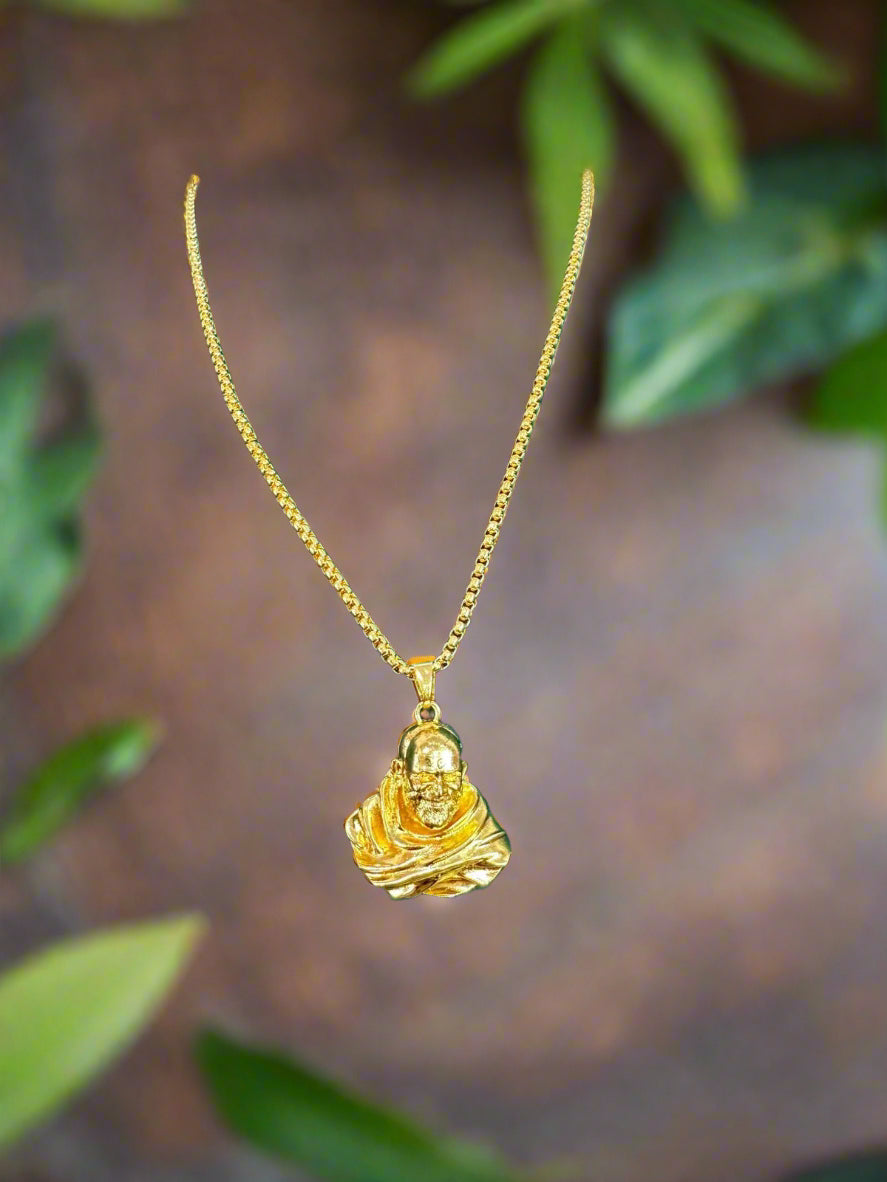 Sterling Gold Plated Neem Karoli Baba Pendant for Men