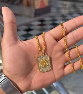 Gold Plated Om Diamond Pendant with Chain – Divine Elegance for Daily Wear (Pack of 1)