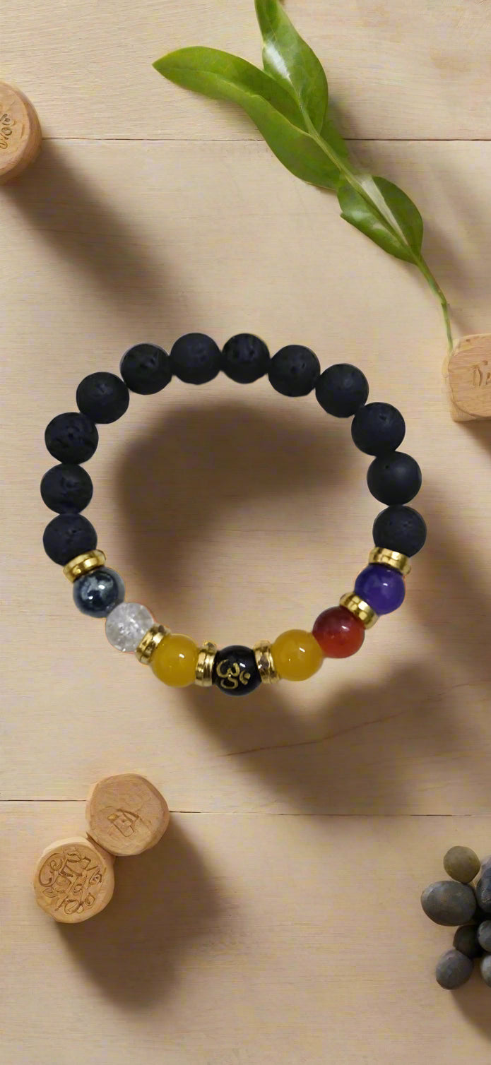 Natural Beads Om Bracelet