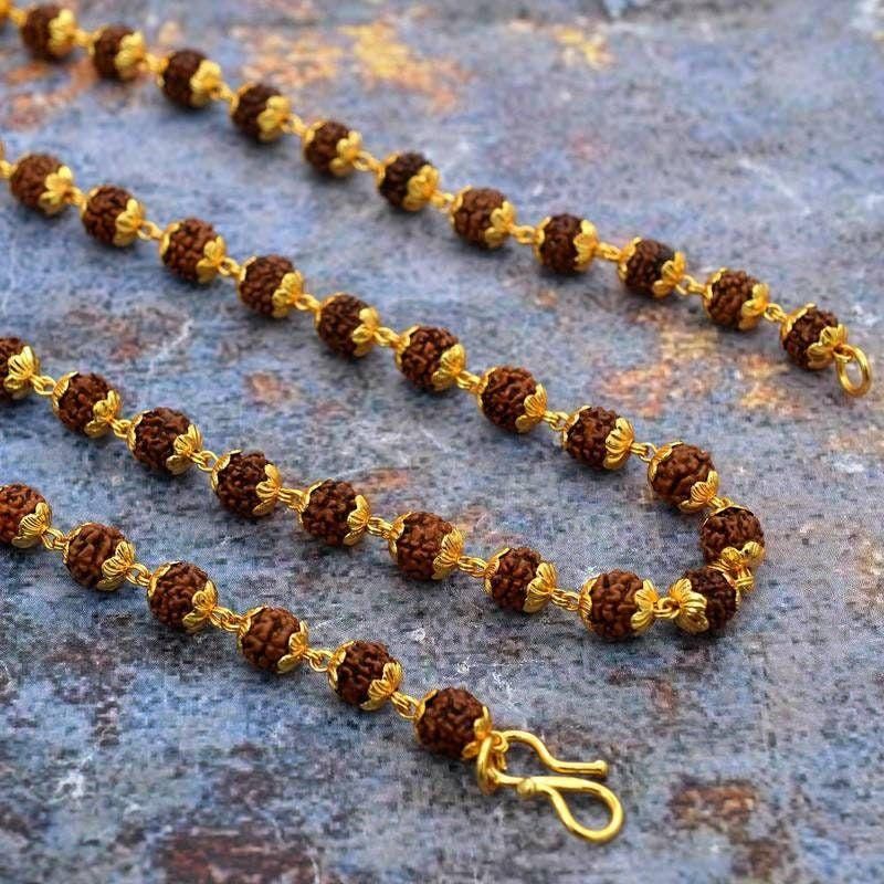Gold-Plated Rudraksha Mala โ Sacred Elegance, Divine Energy