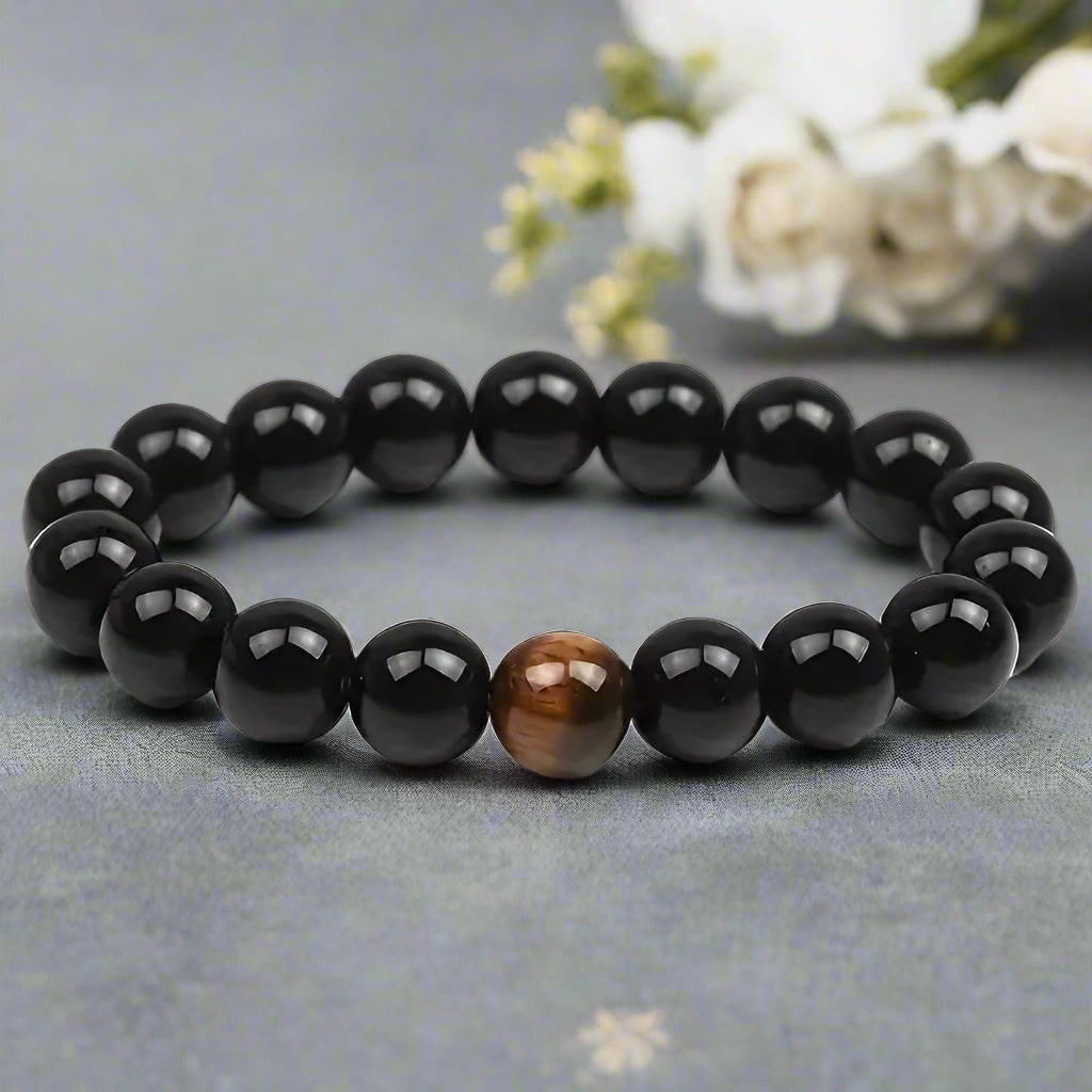 Crystal Black Tourmaline & Tiger Eye Bracelet โ Pack of 2