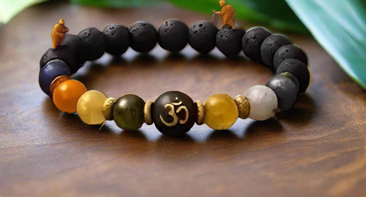 Natural Beads Om Bracelet