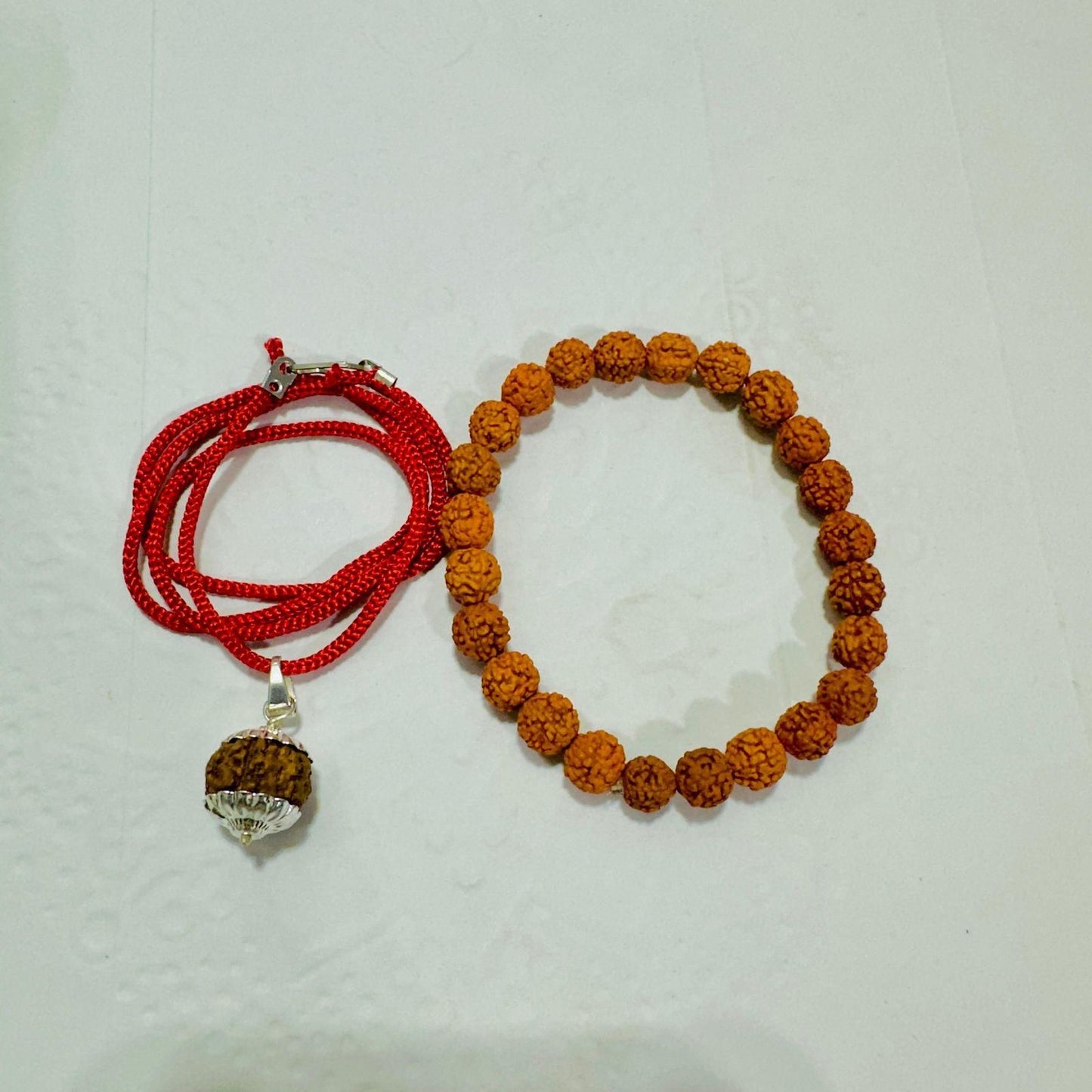 5 Mukhi Rudraksha Mala with 5 Mukhi Rudraksha Matching Bracelet