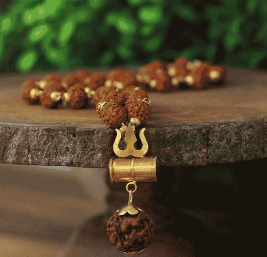 Shiv Trishul Pendant with Rudraksha Chain โ Symbol of Power & Protection