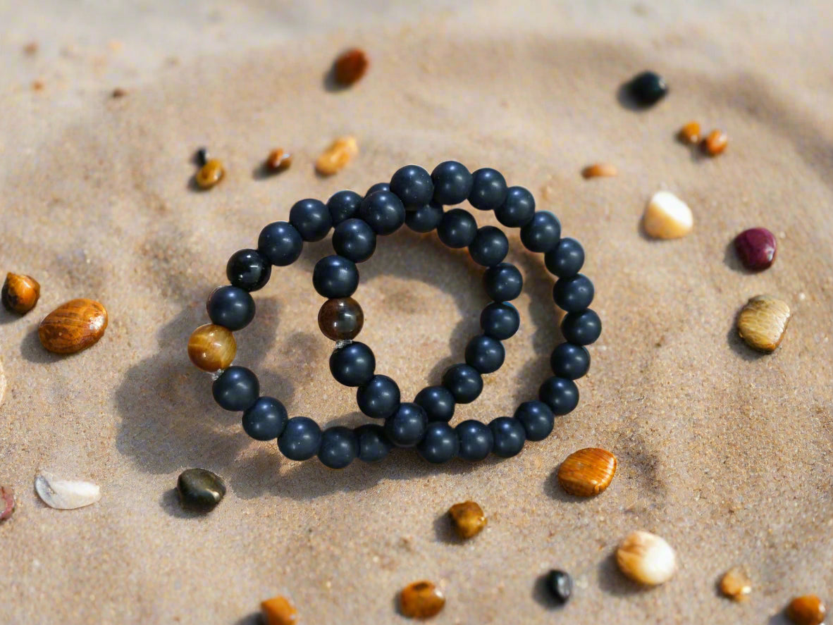 Crystal Black Tourmaline & Tiger Eye Bracelet โ Pack of 2