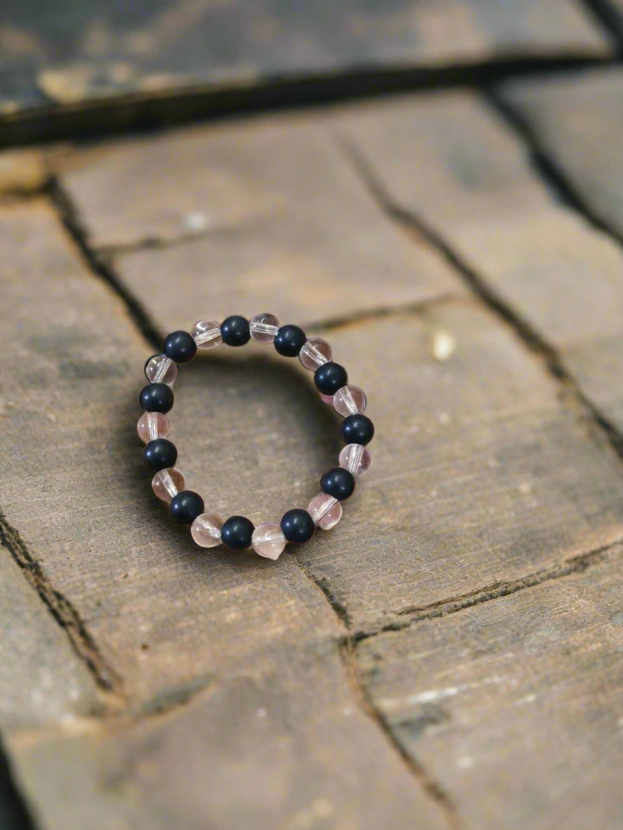 Vintage Boho Stretch Energy Wristband โ Catโs Eye & Obsidian Stone (Pack of 2)