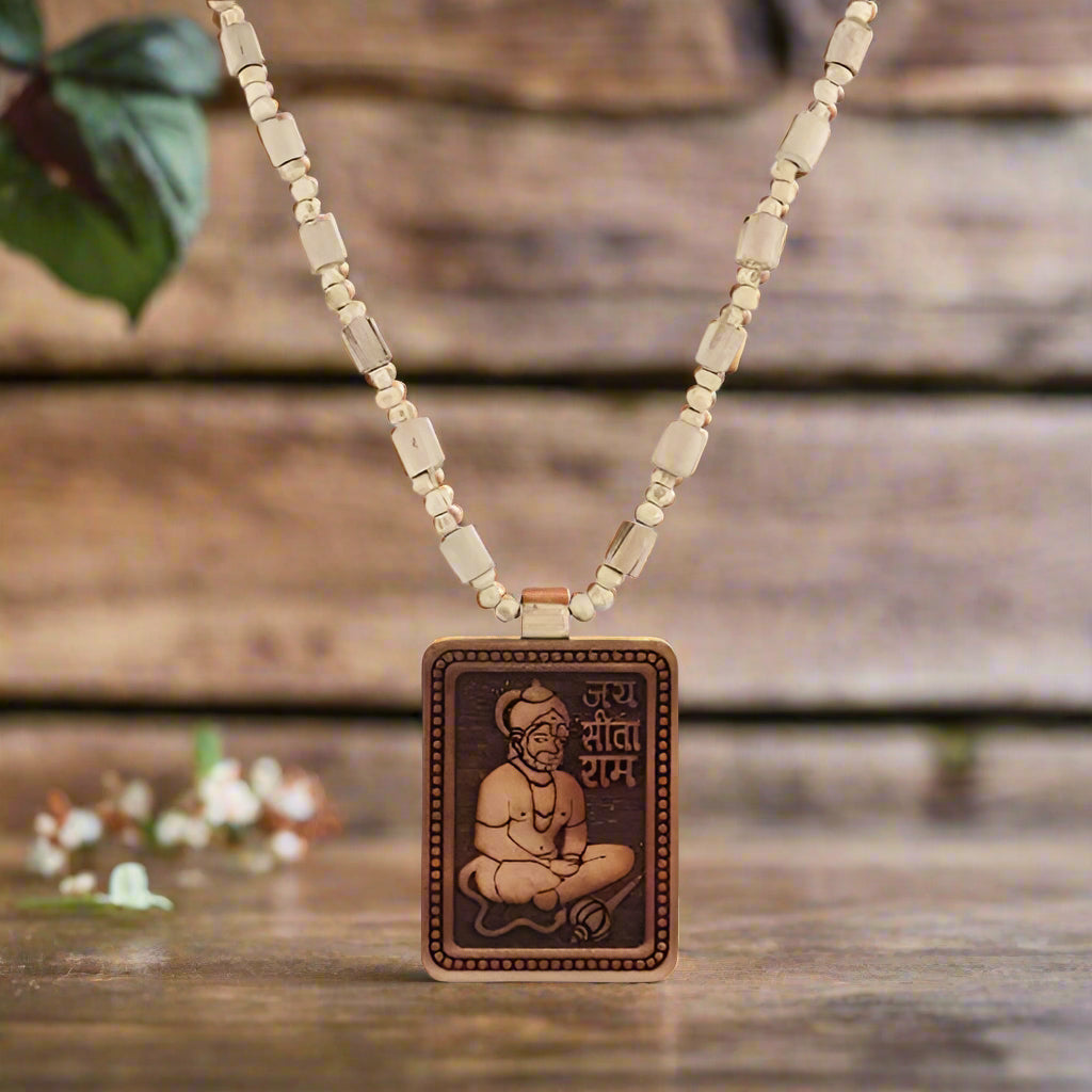 Original & Natural Wood Tulsi Kanthi Mala With Hanuman Ji Locket Pendant (Pack of 2)