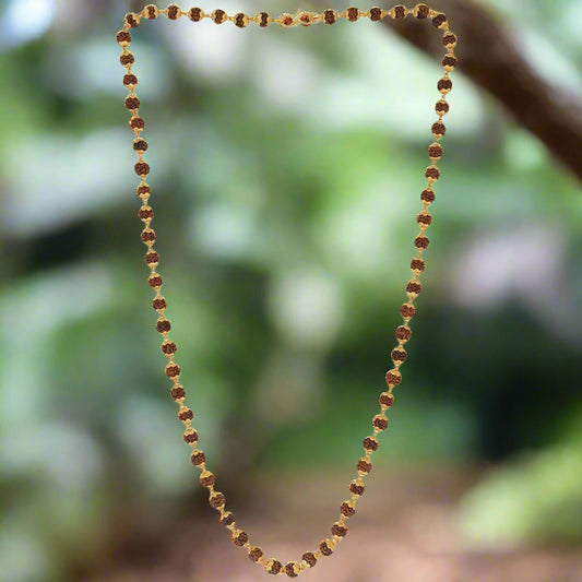 Gold-Plated Rudraksha Mala – Sacred Elegance, Divine Energy
