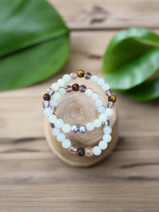 Tiger's Eye Stone & Crystal Beads Bracelet – Pack of 2