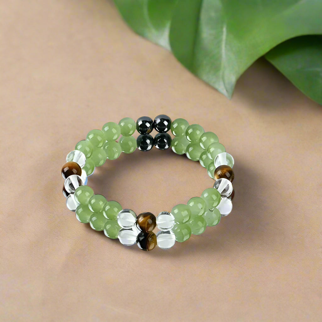 Tiger's Eye Stone & Crystal Beads Bracelet โ Pack of 2