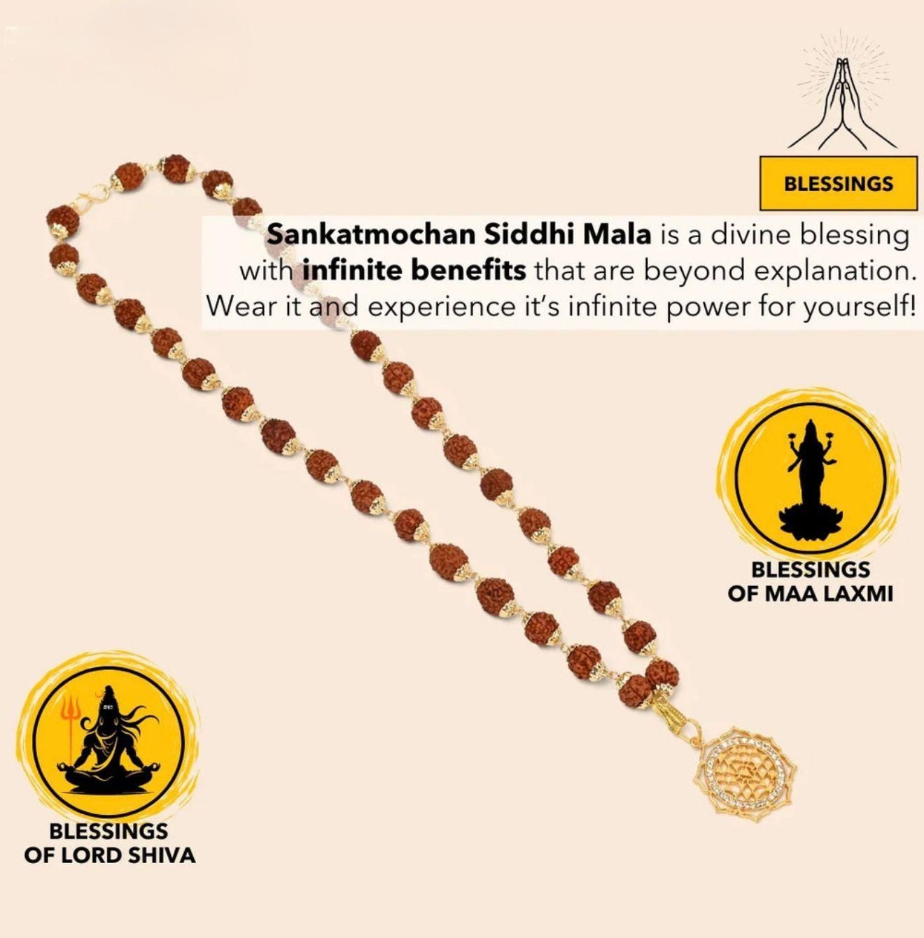 Sankatmochan Siddhi Mala with Pendant – For Protection, Power & Divine Grace (Pack of 1)