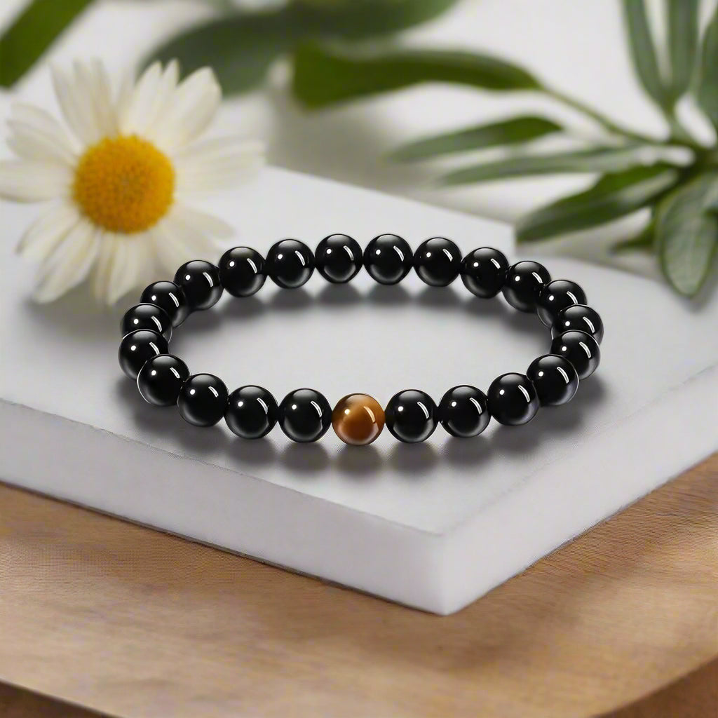 Crystal Black Tourmaline & Tiger Eye Bracelet โ Pack of 2