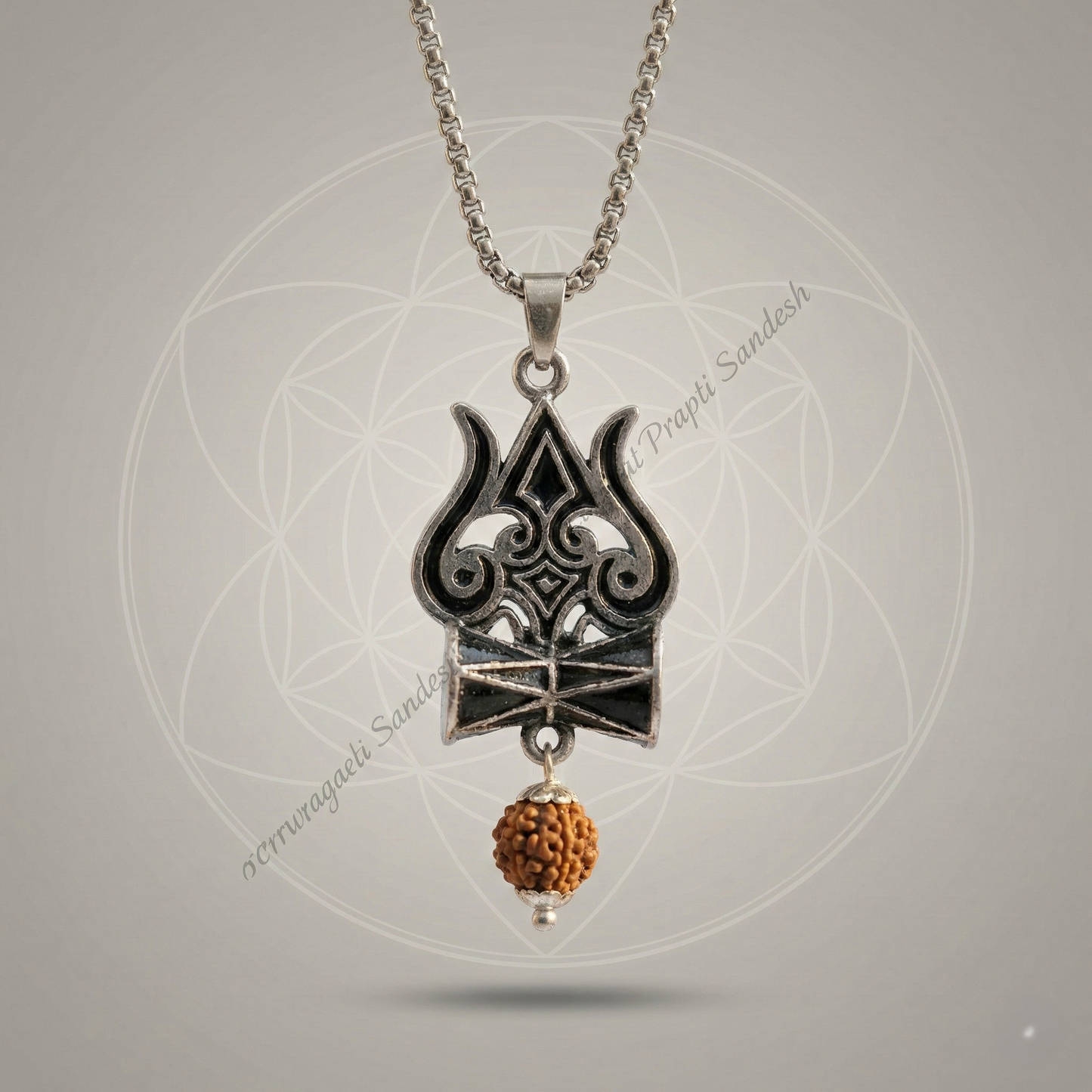 Astrology-Approved Trishul Damru Rudraksha Chain for Power, Peace & Positivity