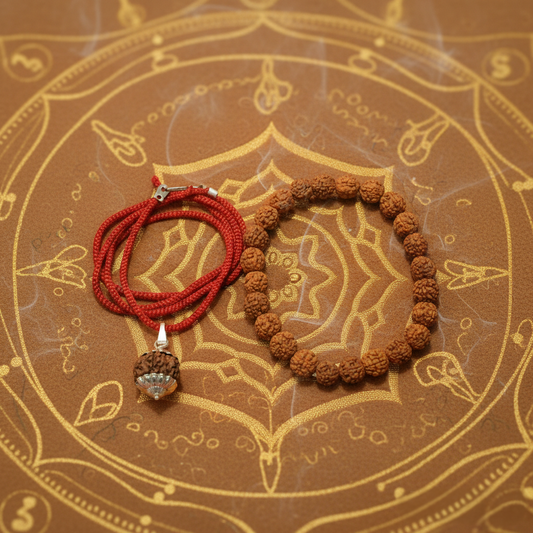 5 Mukhi Rudraksha Mala with Matching Bracelet