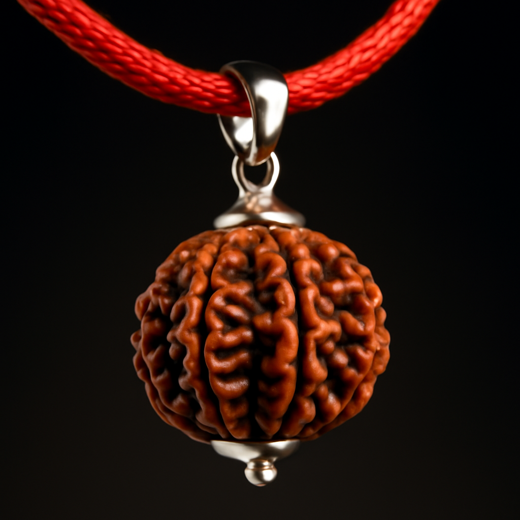 Nepali 7 Mukhi Rudraksha Silver Capped Pendant