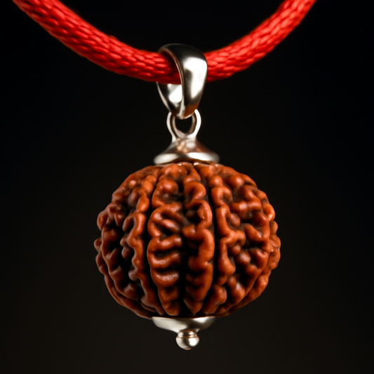 Nepali 7 Mukhi Rudraksha Silver Capped Pendant