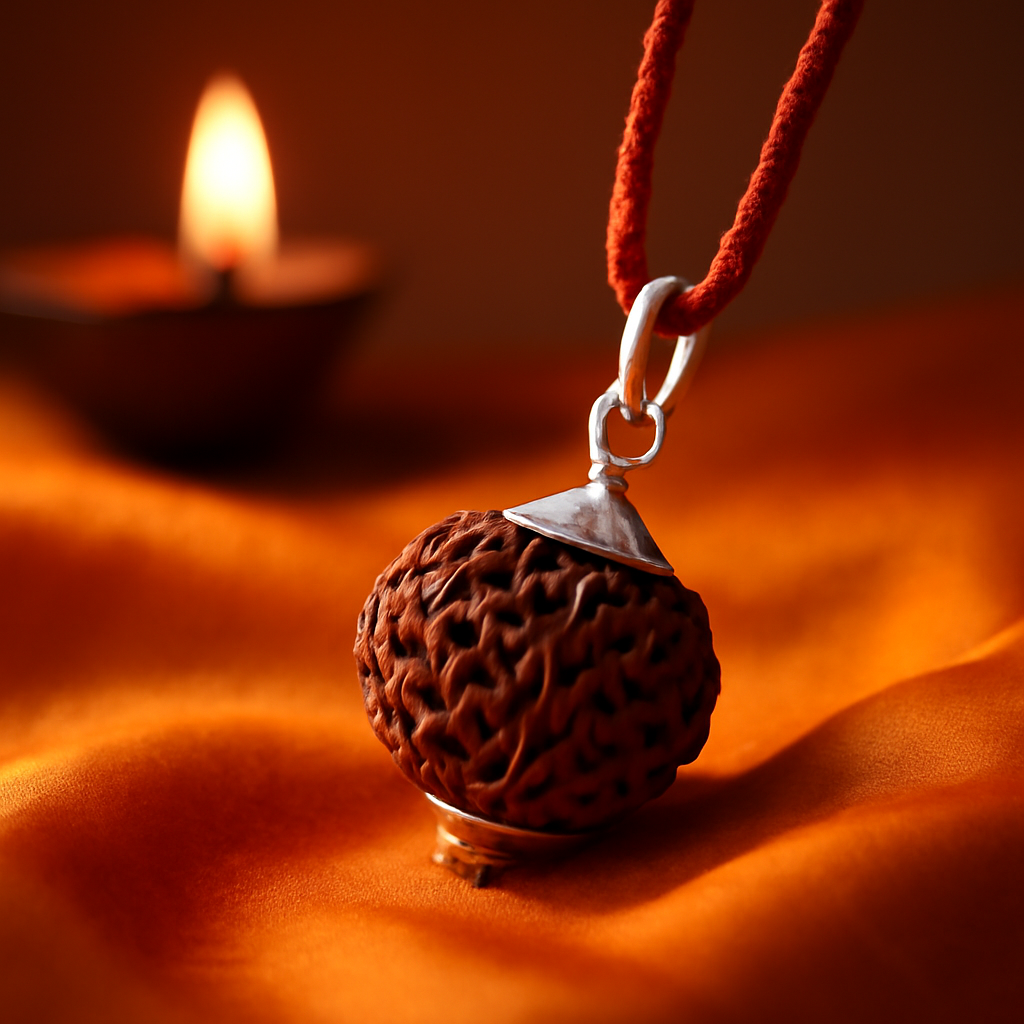 Nepali 7 Mukhi Rudraksha Silver Capped Pendant