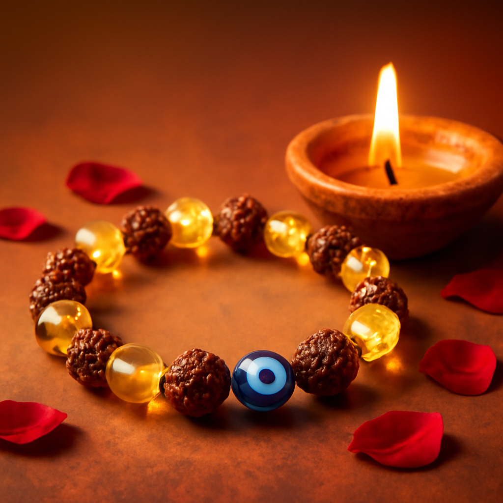 Rudraksha Citrine Crystal Bracelet (Pack of 2)