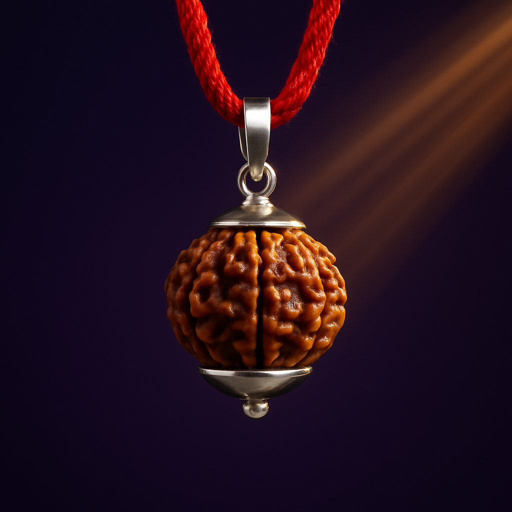 Nepali 7 Mukhi Rudraksha Silver Capped Pendant