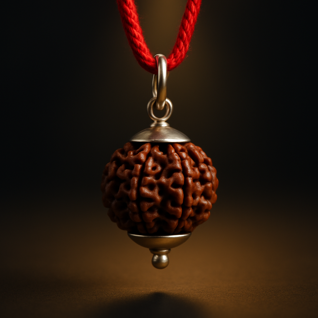 Nepali 7 Mukhi Rudraksha Silver Capped Pendant