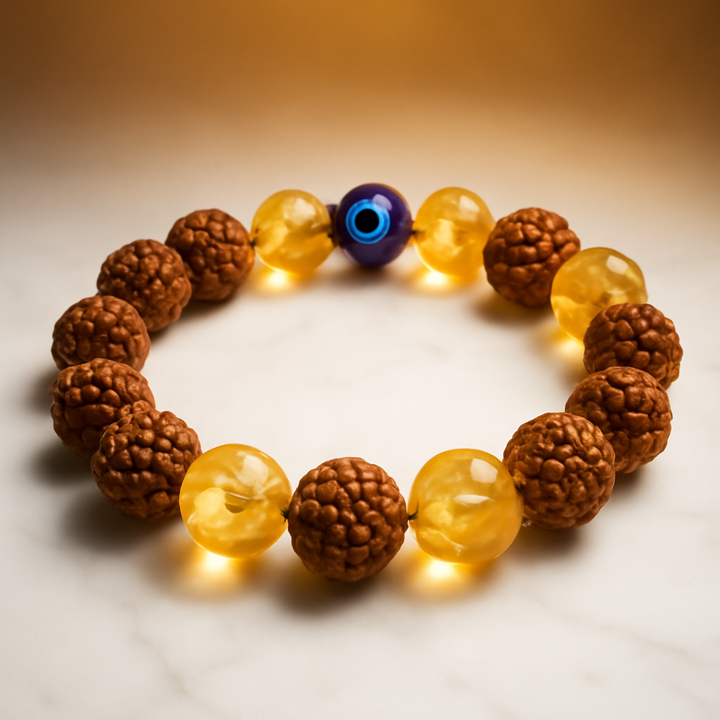 Rudraksha Citrine Crystal Bracelet (Pack of 2)