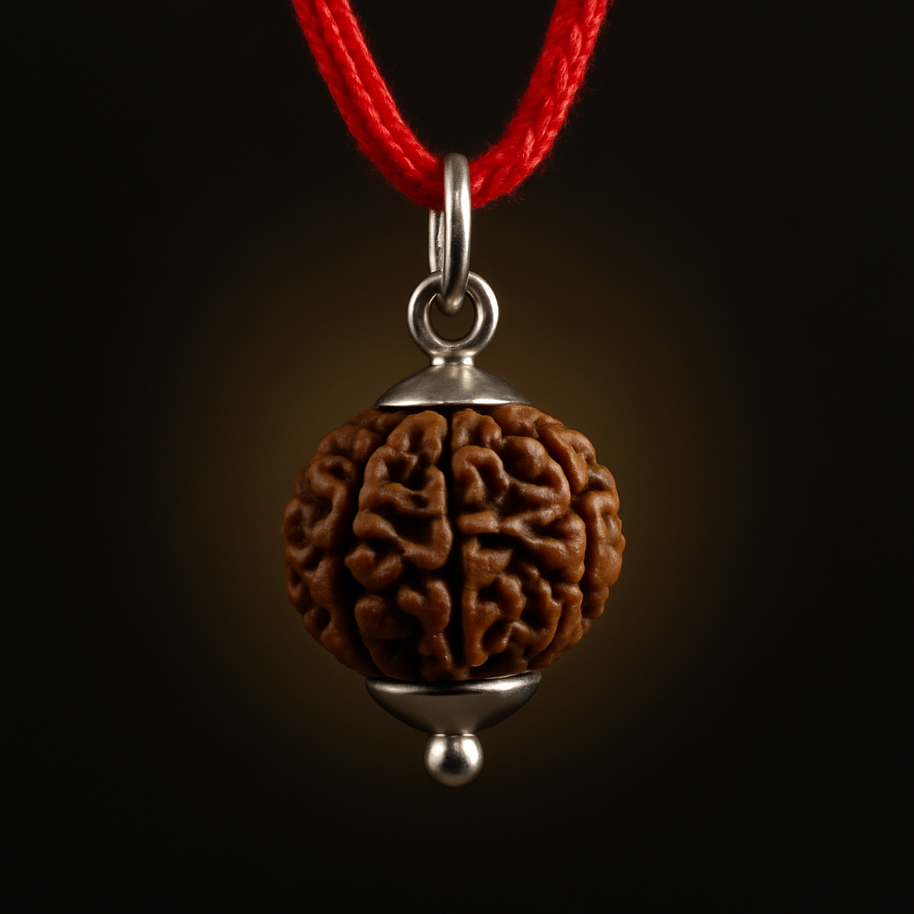 Nepali 7 Mukhi Rudraksha Silver Capped Pendant