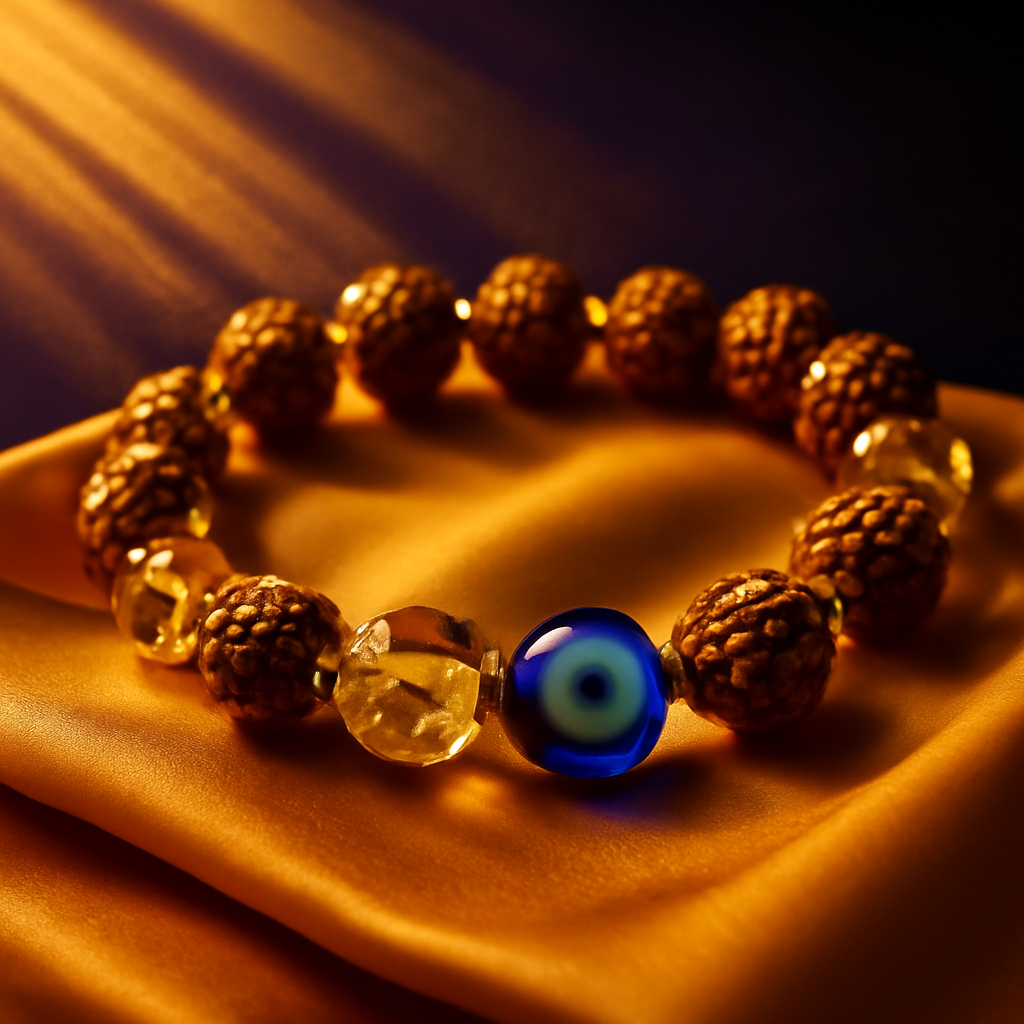 Rudraksha Citrine Crystal Bracelet (Pack of 2)