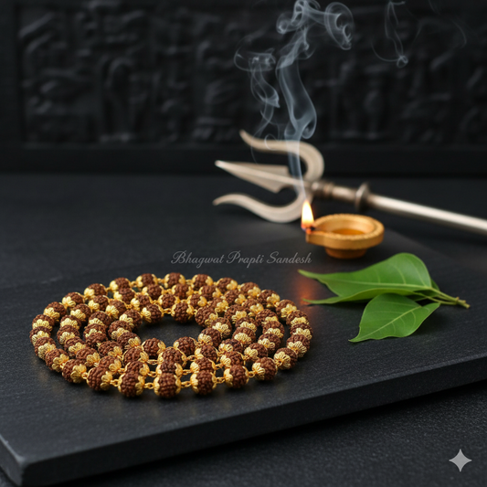 Gold-Plated Rudraksha Mala – Sacred Elegance, Divine Energy