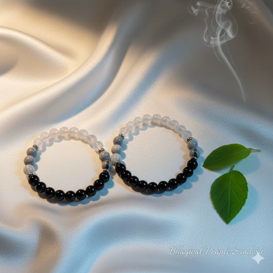 Elegant Women's Protection Bracelet – Moonstone & Hematite (Pack of 2)