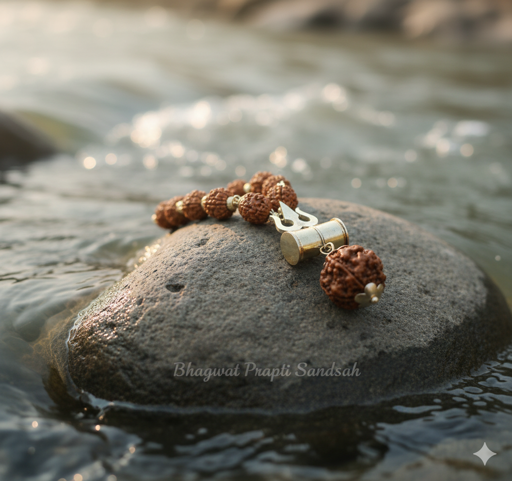Shiv Trishul Pendant with Rudraksha Chain for Protection, Power & Shiva Blessings