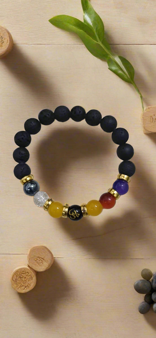 Natural Beads Om Bracelet