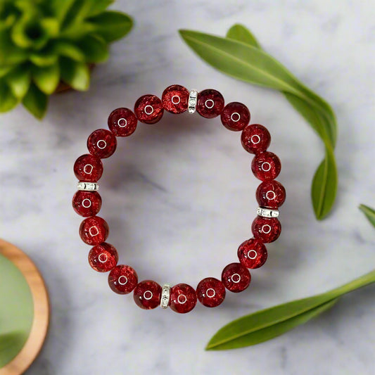 A Piece of Wealth & Abundance – Red Crystal Stretch Bracelet (Unisex, Pack of 2)