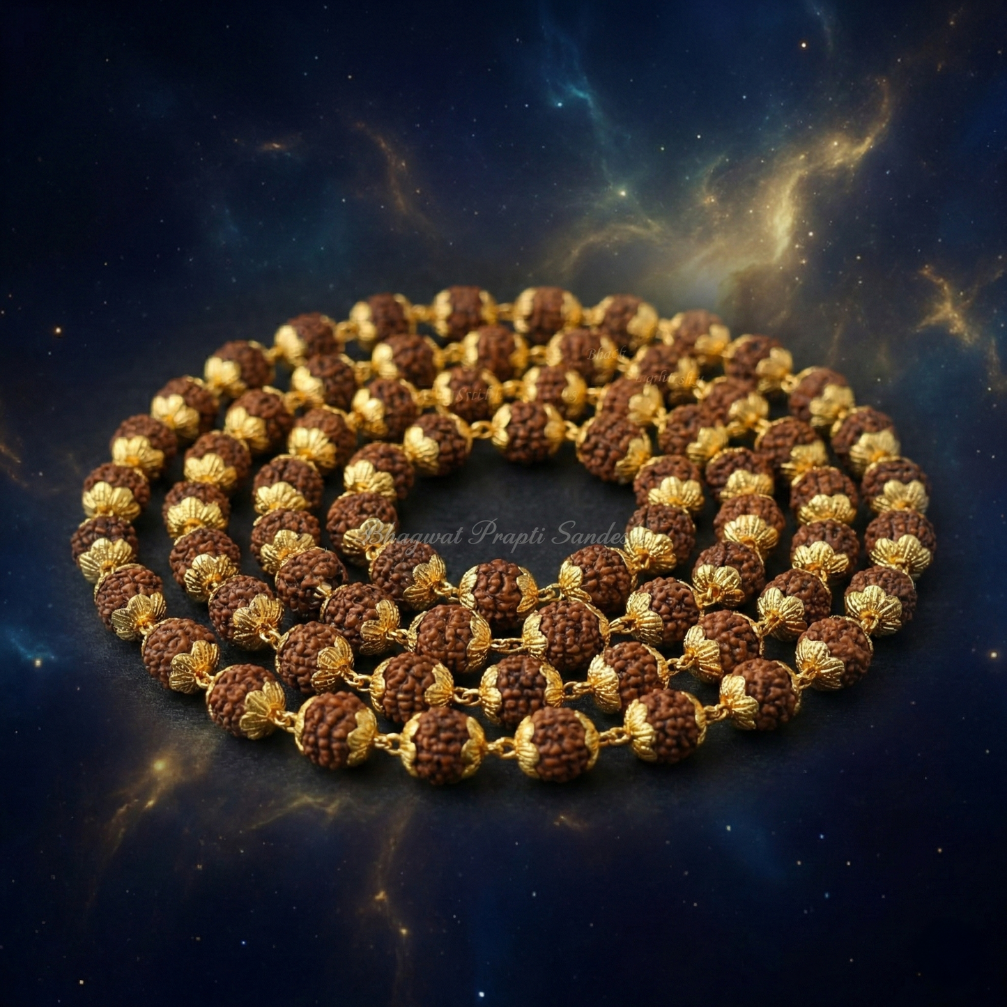 Original Gold-Plated Rudraksha Mala for Meditation, Positivity & Divine Energy