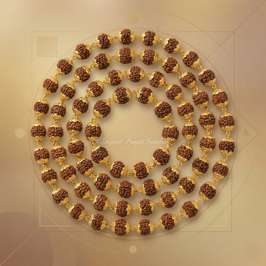 Original Gold-Plated Rudraksha Mala for Meditation, Positivity & Divine Energy