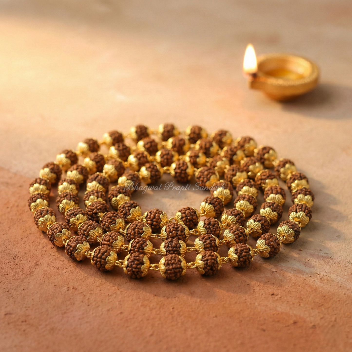 Original Gold-Plated Rudraksha Mala for Meditation, Positivity & Divine Energy