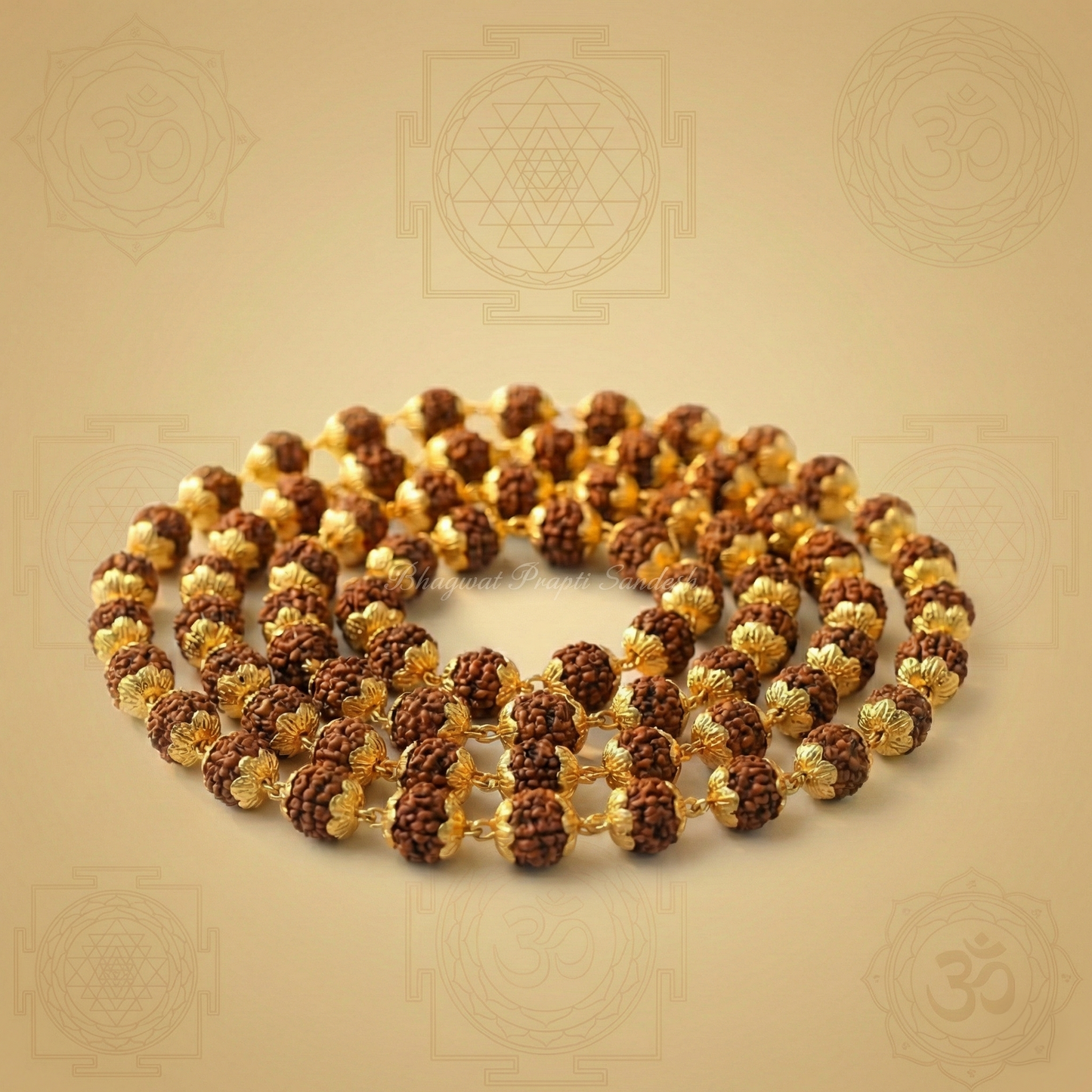 Original Gold-Plated Rudraksha Mala for Meditation, Positivity & Divine Energy