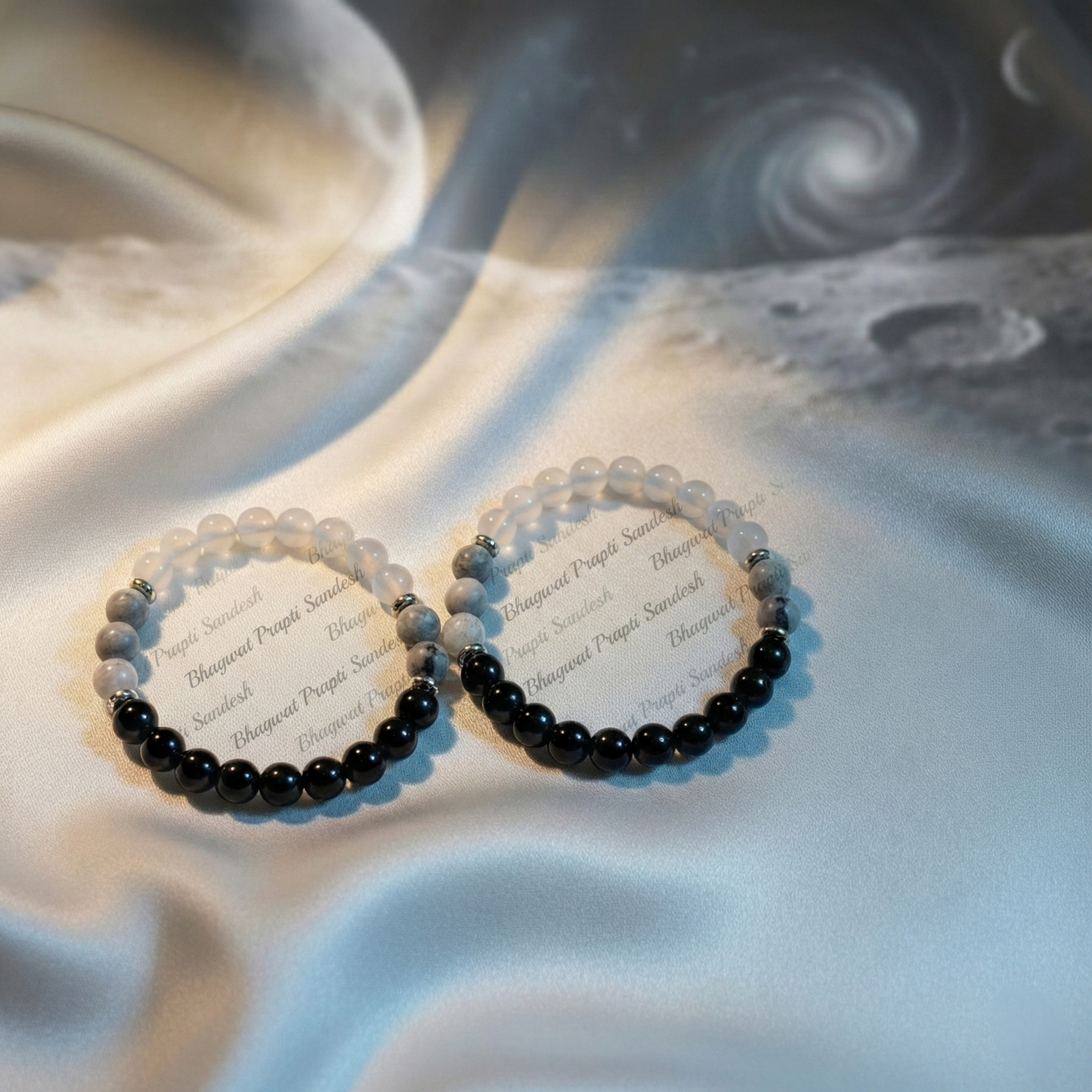 Astrology Healing Moonstone & Hematite Bracelet for Emotional Balance (Set of 2)