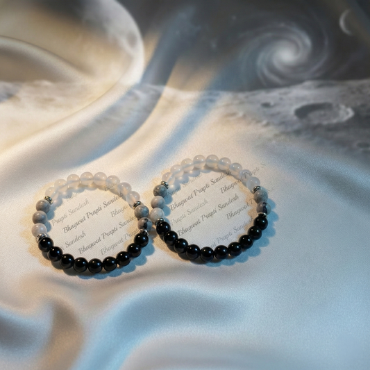 Astrology Healing Moonstone & Hematite Bracelet for Emotional Balance (Set of 2)