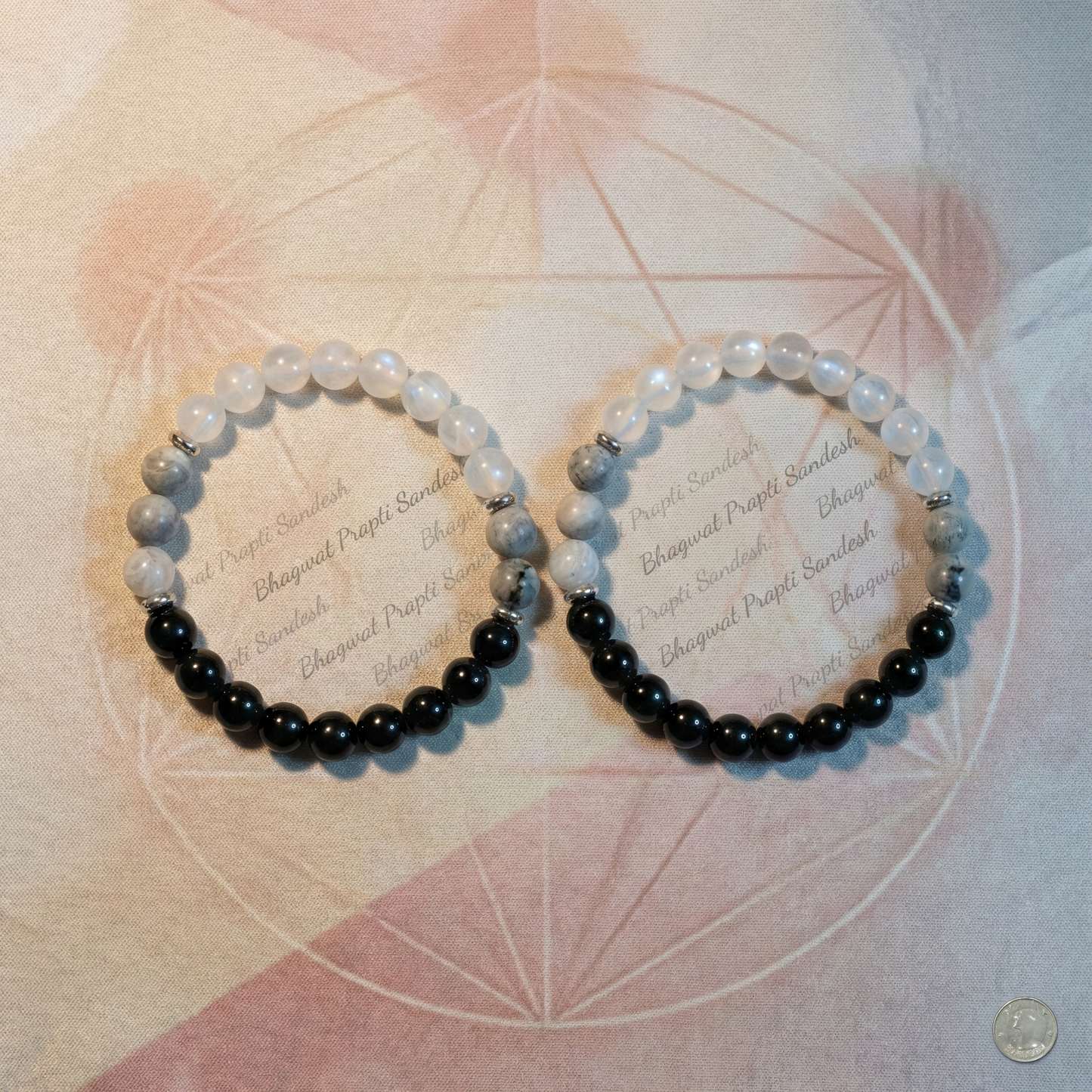 Astrology Healing Moonstone & Hematite Bracelet for Emotional Balance (Set of 2)