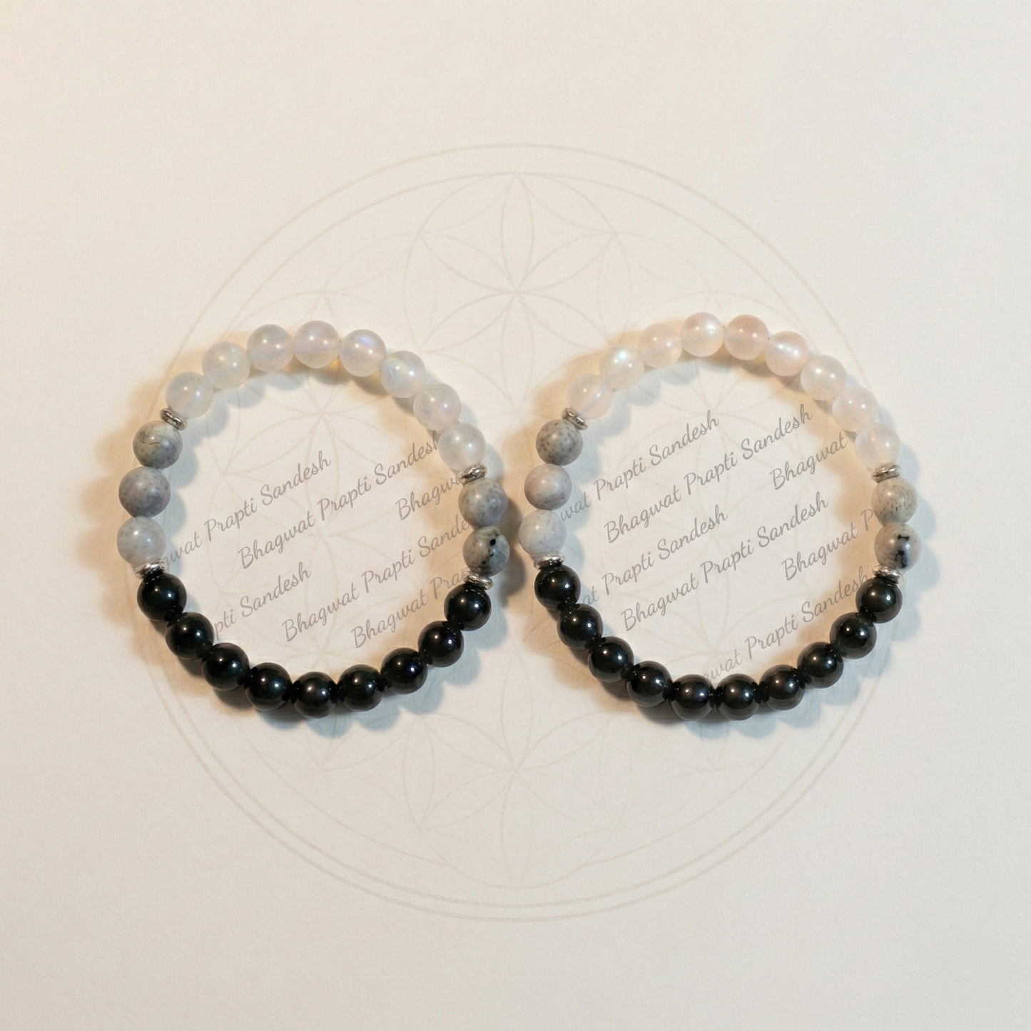 Astrology Healing Moonstone & Hematite Bracelet for Emotional Balance (Set of 2)