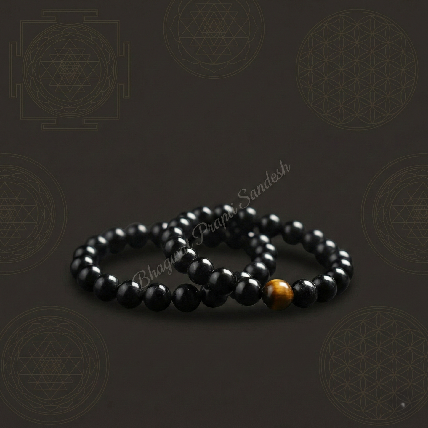 Crystal Black Tourmaline Tiger Eye Bracelet for Protection & Confidence (Set of 2)