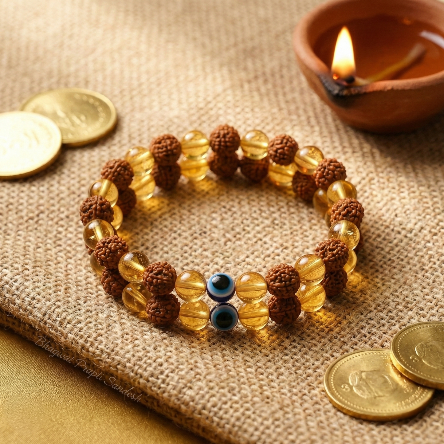 Rudraksha Citrine Crystal Bracelet Combo