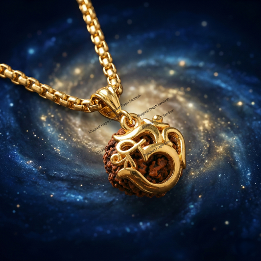Original Om Rudraksha Pendant with Chain – Spiritual Protection & Energy Balance