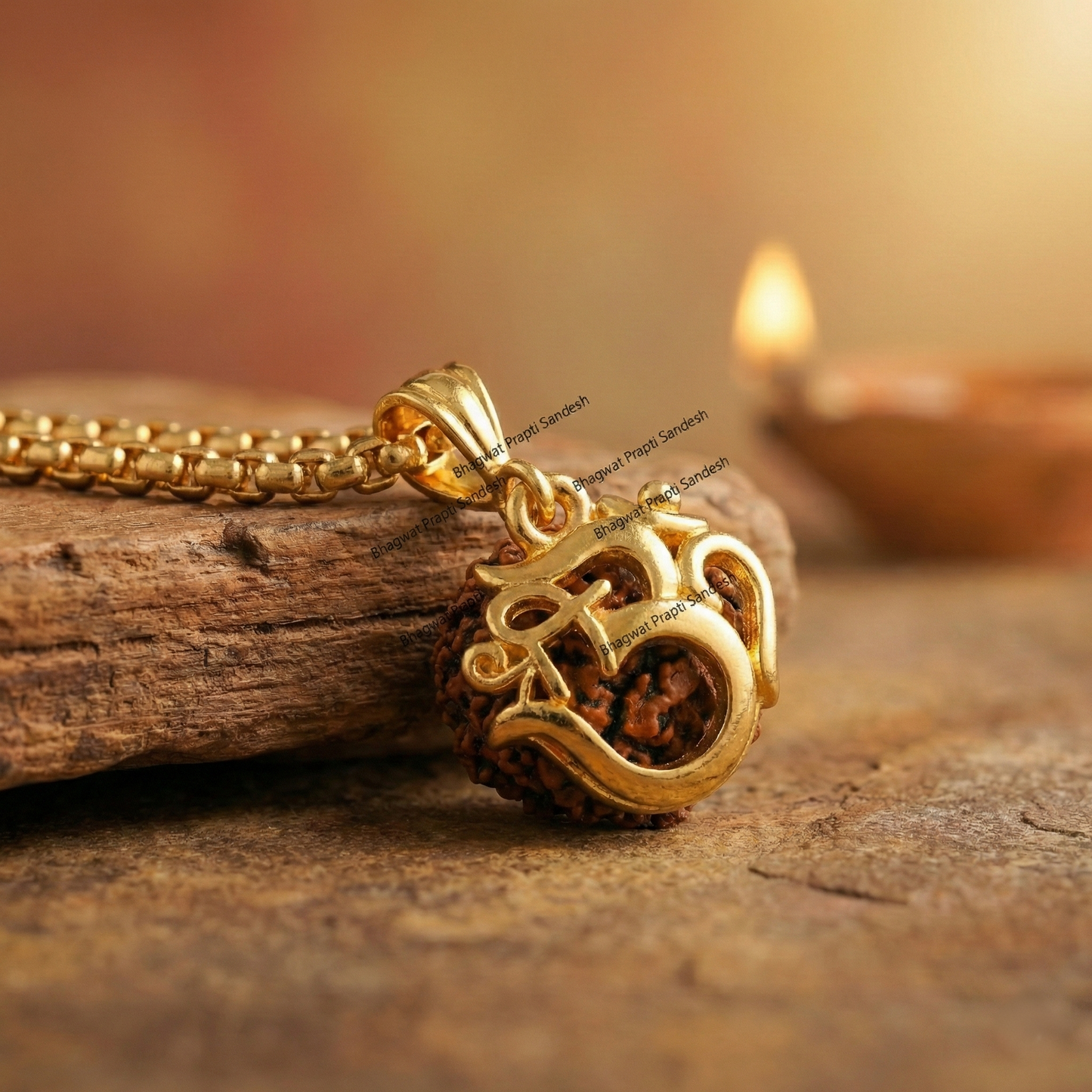 Original Om Rudraksha Pendant with Chain – Spiritual Protection & Energy Balance