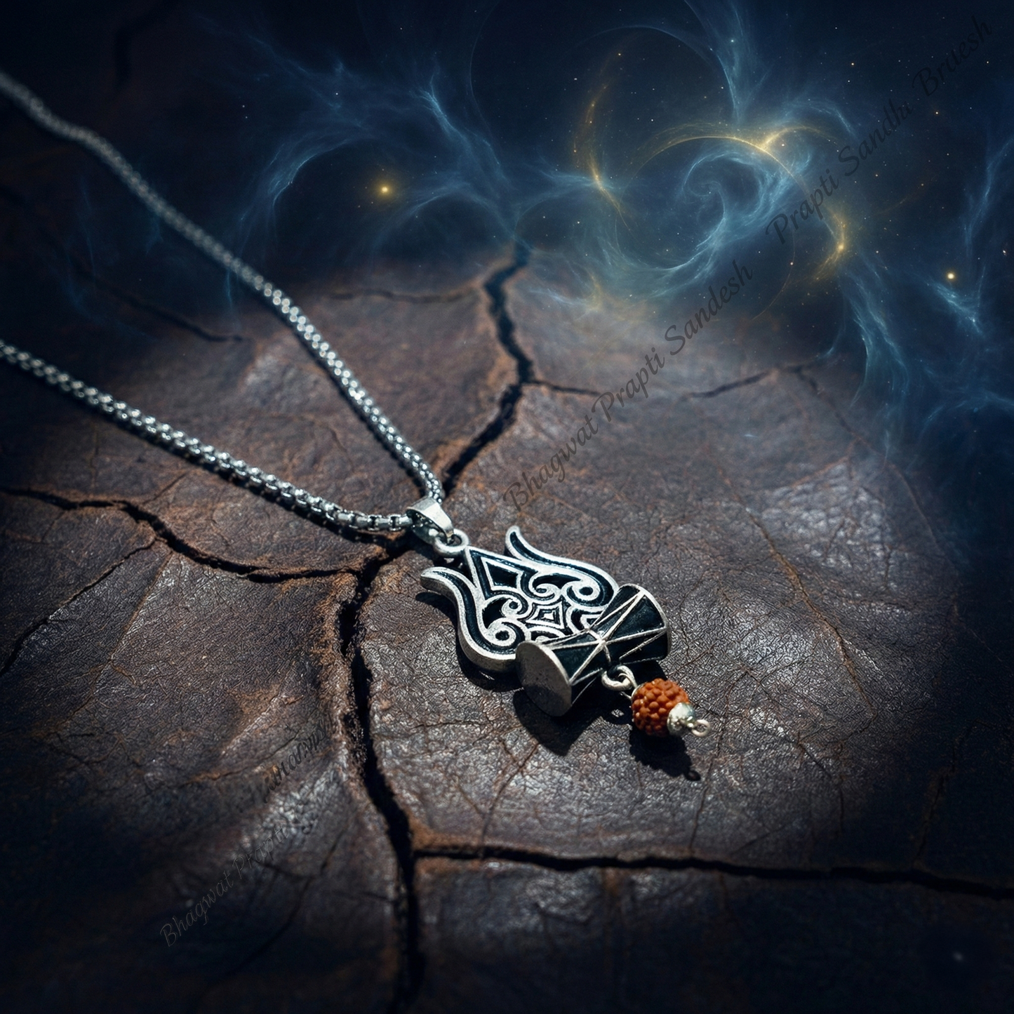 Astrology-Approved Trishul Damru Rudraksha Chain for Power, Peace & Positivity