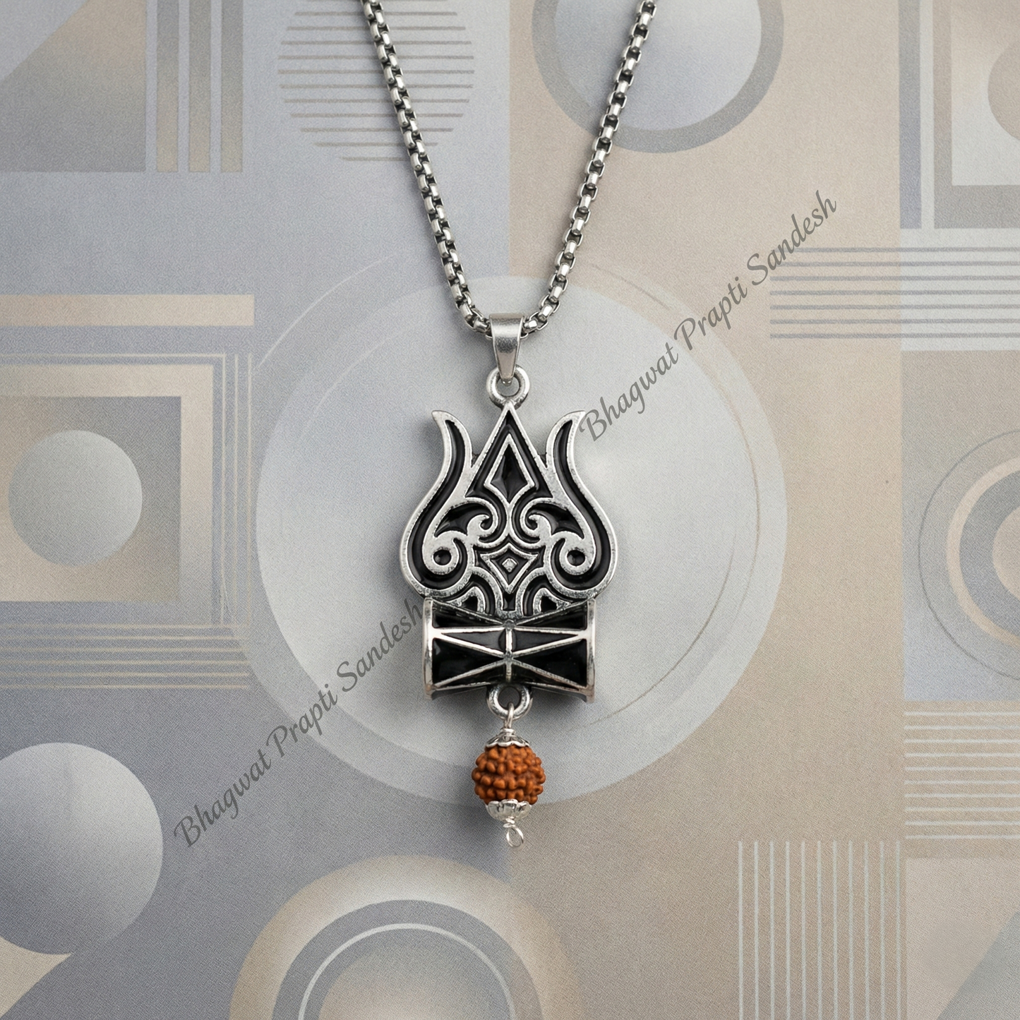Astrology-Approved Trishul Damru Rudraksha Chain for Power, Peace & Positivity